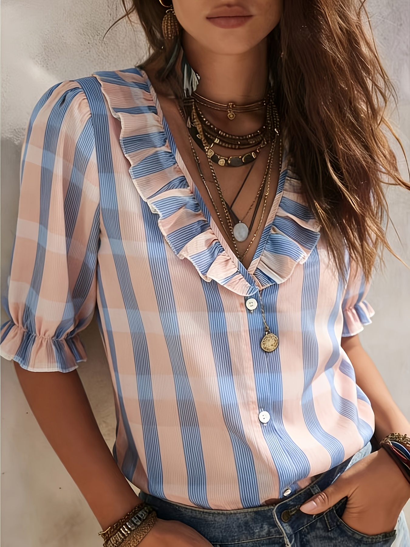 2026 womens chiffon half sleeve top