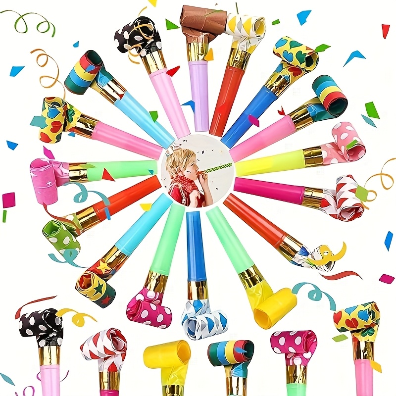 25pcs party blowers colourful   party blowouts noise maker birthday   birthday blow horns party whistle birthday celebration festive occasions vibrant     design reusable   plastic whistles