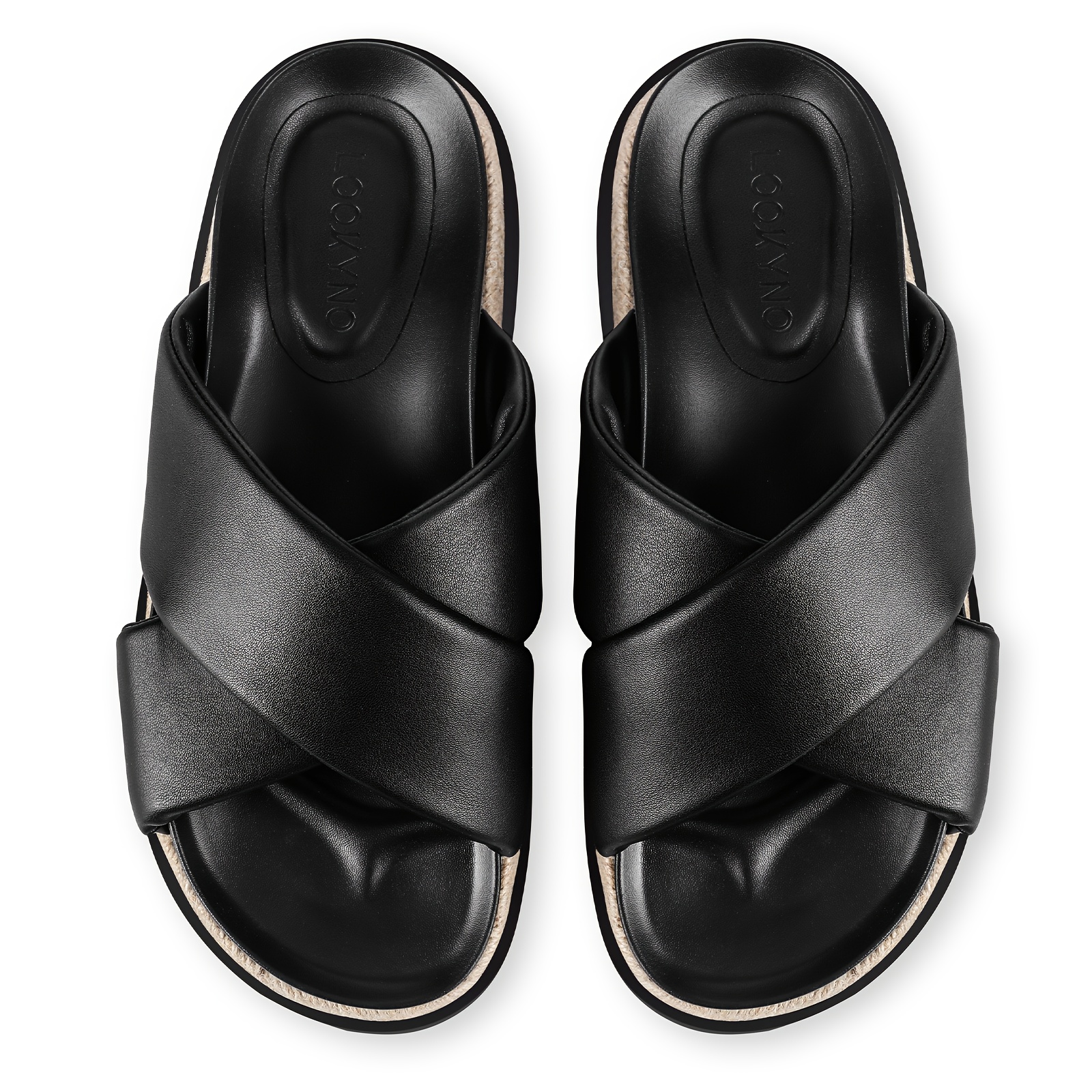 womens platform sandals slip on open toe beach slides with cushioned eva sole non slip cross strap platform shoes for casual formal everyday vacation   footwear formal sandals crisscross strap design durable pu cover Product details 4