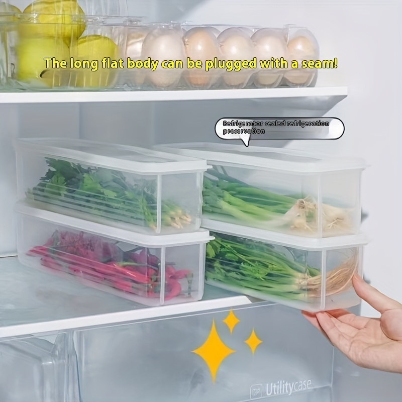 

Set Of 2 Long Plastic Containers To Vegetables Fresh – Bins For Organizing , Green , Mint, And Other Items In The Refrigerator – Sturdy, Sealable Kitchen Storage Boxes That Do Not Batteries.