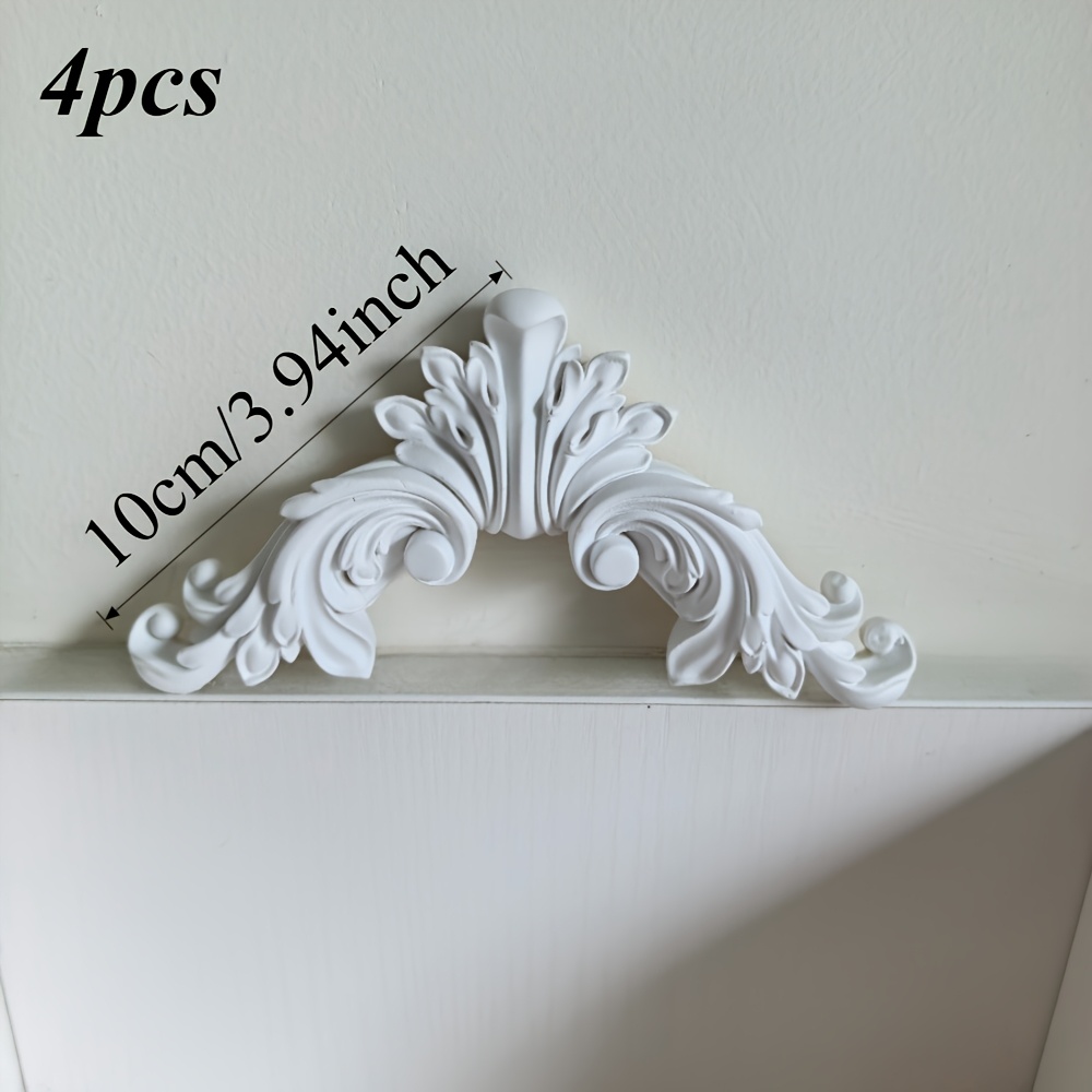 TEMU 4pcs Exquisite Relief Pu Corner Flowers. European Wall Decor. Interior - Baroque Ceiling Ornament. European Retro Style Home Decor
