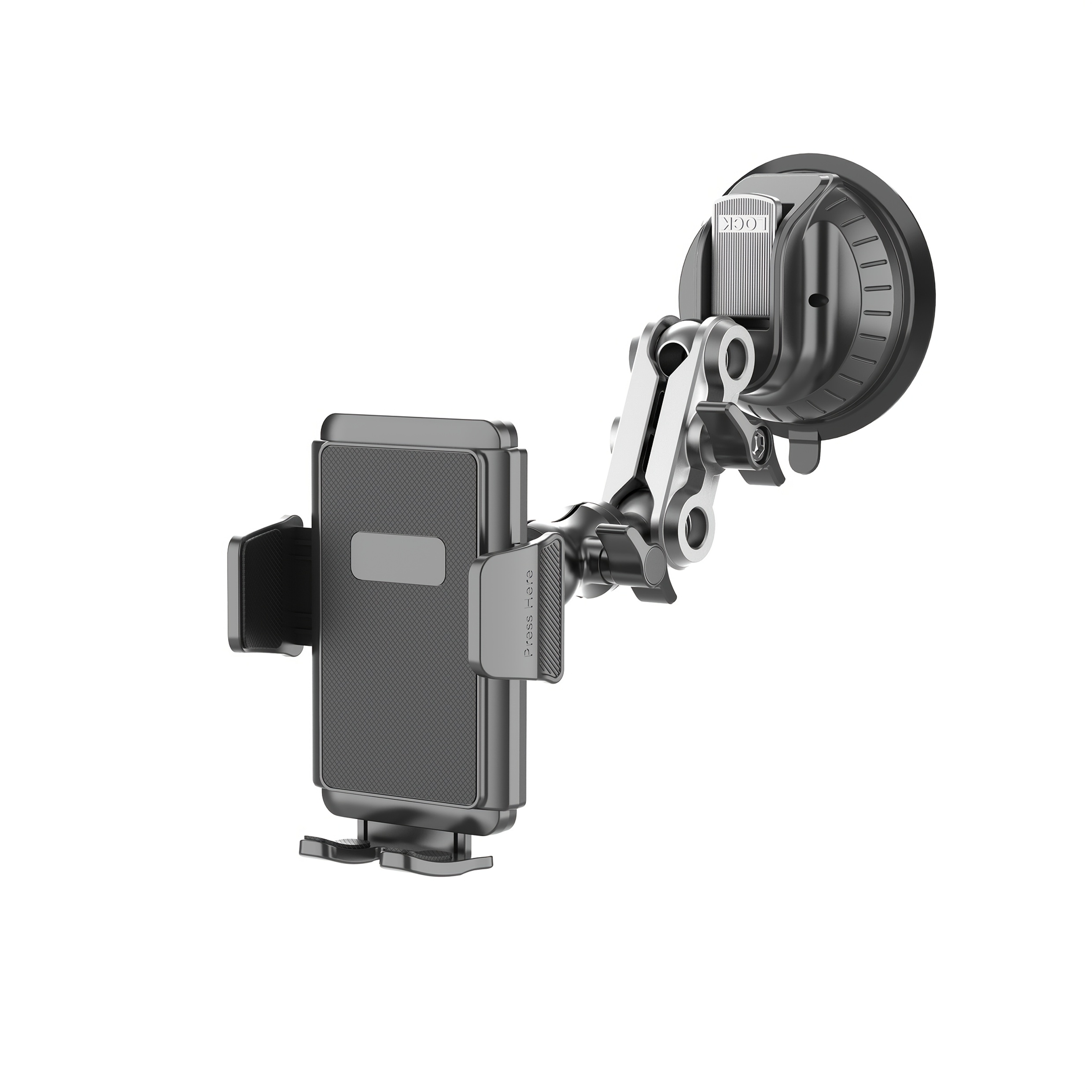 TEMU Lrbh Aluminum Alloy Universal Car Phone Mount, Metal Clamp Arm, Suction Cup Adjustable Magic Arm For Video Recording And Vlog Shooting
