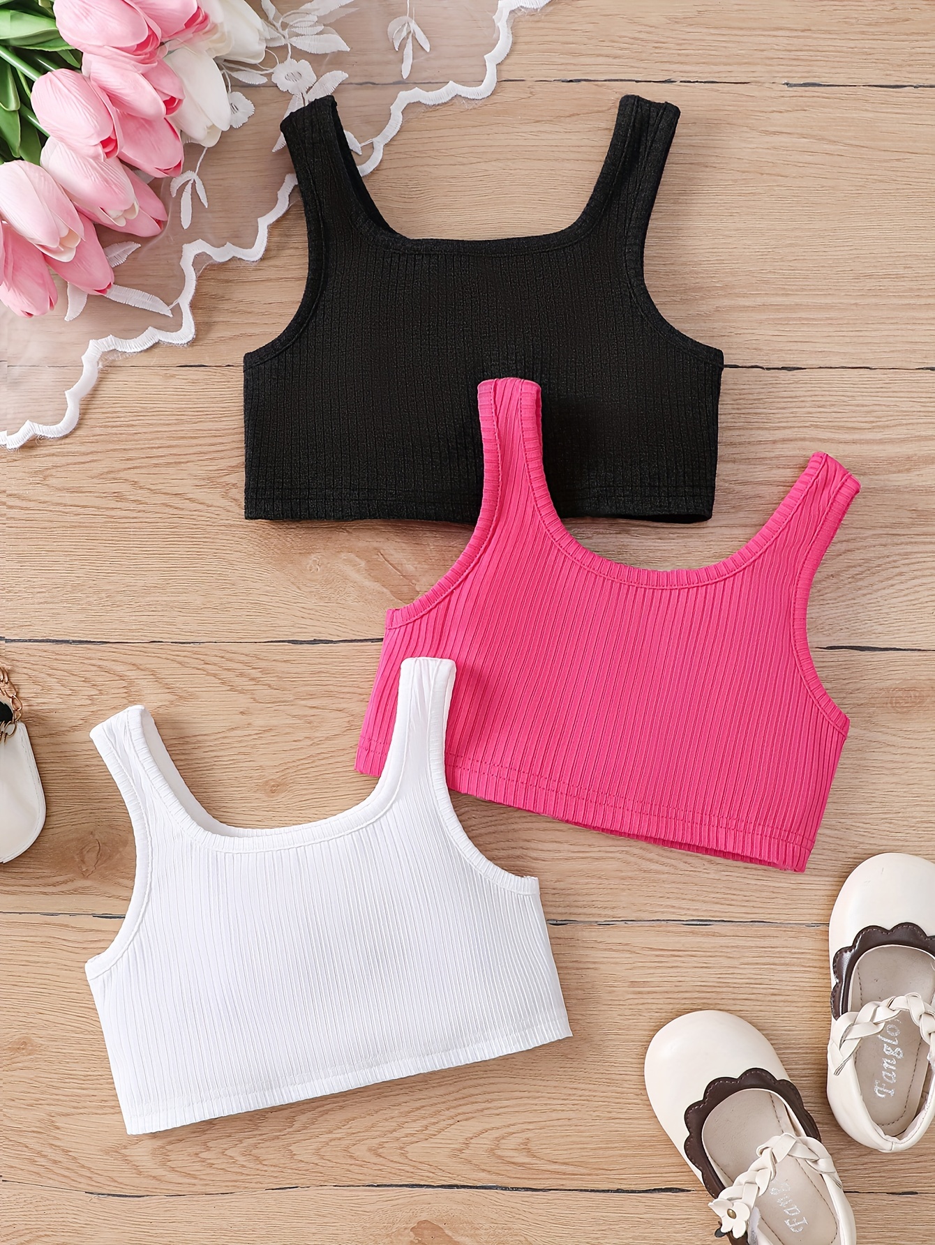 2pcs Girls Stylish Colorblock Print Sports Tank Top Set, Sports Casual Crop  Top For Summer
