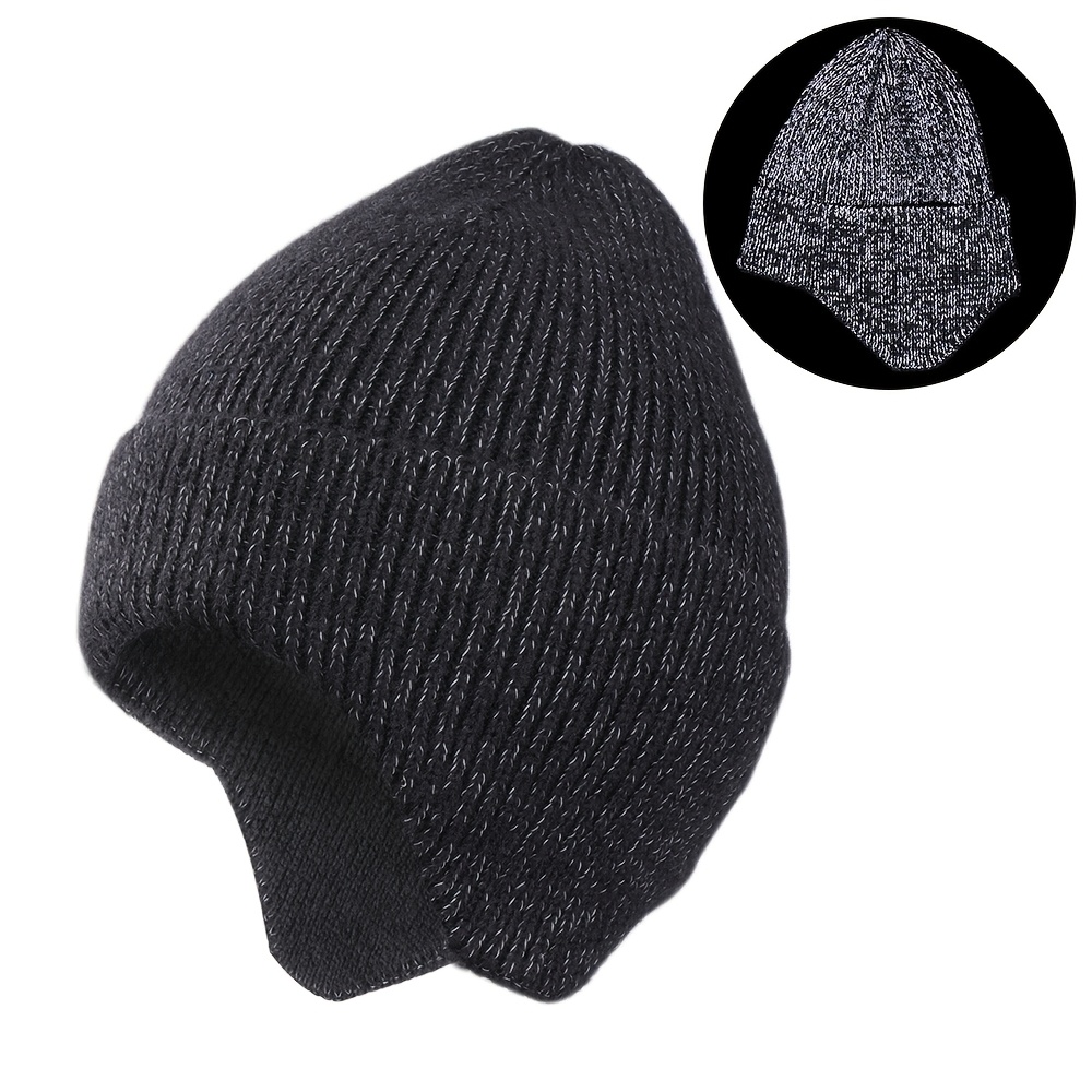 Image of Tohuiyan Reflective Earflap Hats Autumn Winter Thicken Warm Beanies Outdoor Gorros Hat Women Men Skullies Ski Caps For Night Running Cycling Walking