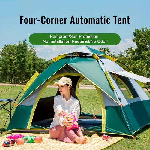 1 3 3 4 tent automatic instant setup camping tent with and mesh windows windproof lightweight green tent suitable for camping hiking hunting travel outdoor shelter camping tent hiking gear
