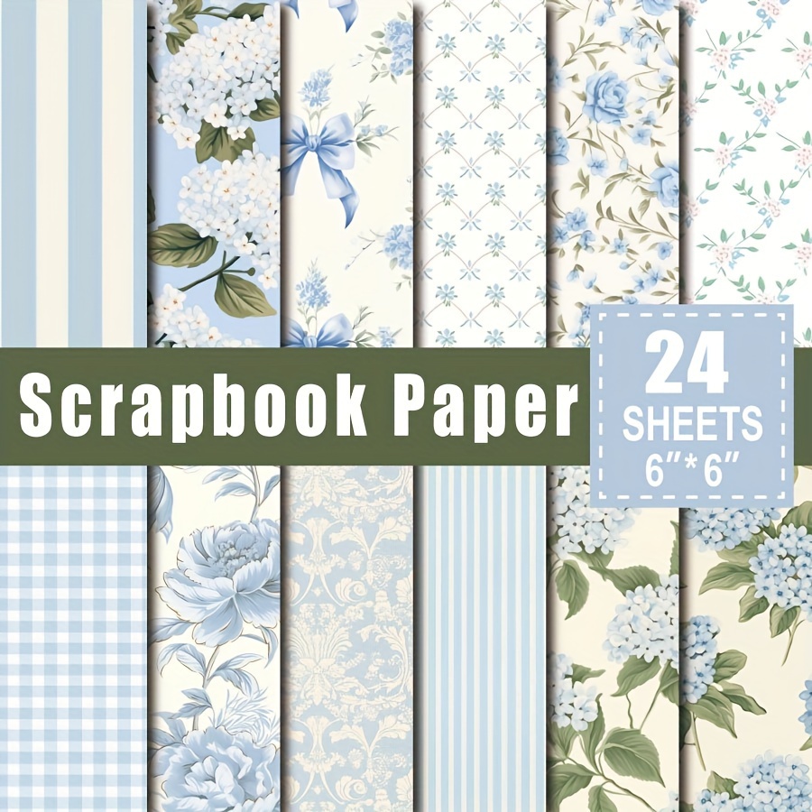 

Blue Hydrangea Paper Pad - 24 Sheets Of 6x6 Inch Designer Craft Paper For Card Making, Journaling & Diy Projects, Premium Patterned Art Paper Material