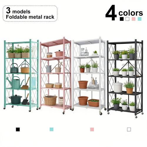 metal folding shelves with lockable wheels multi functional plant installation organizer rack for indoor outdoor greenhouse patio garden garden decor for outside home storage shelving for potted plants succulents tools