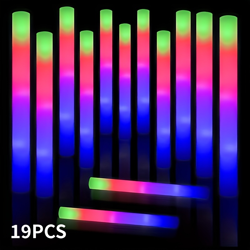 Image of Awang 19pcs Of 3led Fluorescent Sticks, 3 Of Flashing Led Light Sticks Flash In The Dark, Party Supplies Lights, Party Weddings, Birthdays, Concerts, Christmas And Halloween