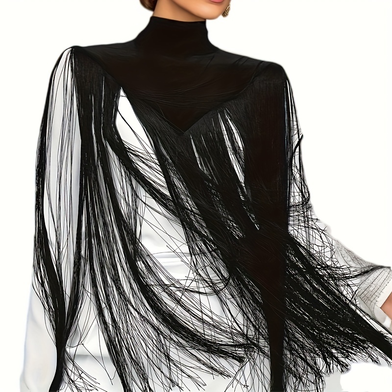 

Irregular Gothic-style Cloak With Sexy Long Tassels And A Half-high Collar For Dance Parties And Stage Decoration.