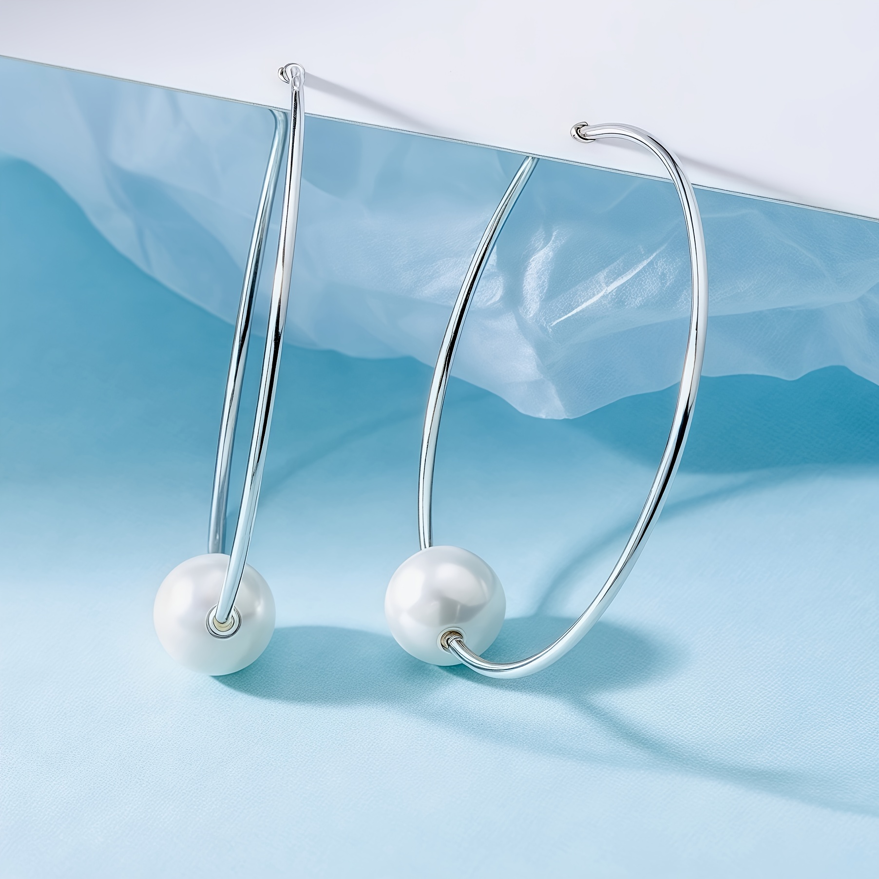 Image of Anti-allergy Stainless Steel Fashion Hoop Earrings, Exquisite , , Easy And Elegant, Suitable For Daily Wear Or Party Pearl Women' Earrings, Women's Fashion Jewelry Additions
