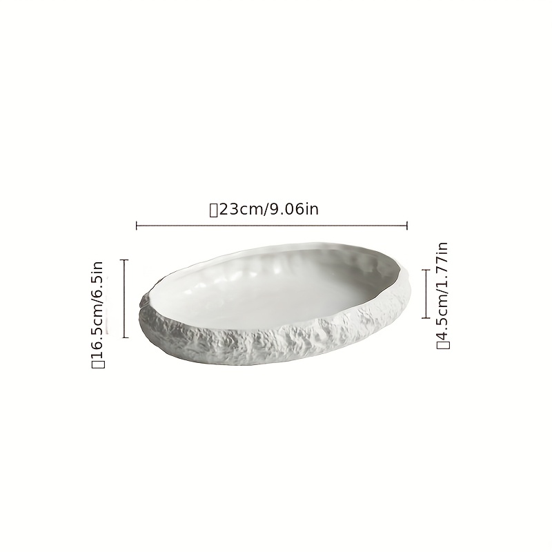 Image of Elegant Ceramic Seafood Platter With Rock Pattern - Perfect For Fish, Lobster & - Ideal For Home, Hotels, And Special Occasions