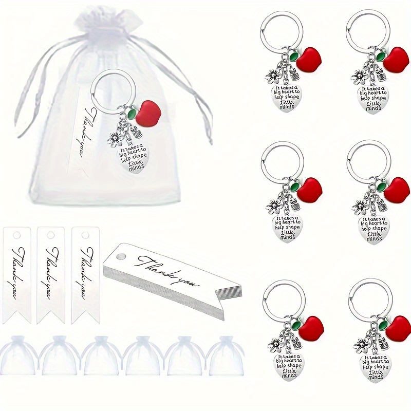 TEMU 18pcs/set, Teacher Thank You Gift Set With Keychains, Cards, & Bags - Ideal For School, Graduation, Retirement & Seasonal Gifting