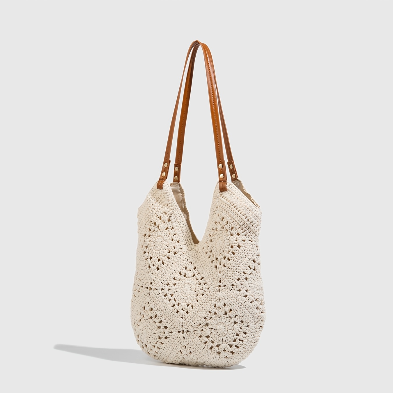 2026 Summer New Patterned Notched Lin Yuan Weave Summer Tote Bag – Lazy, Loose-fitting Handheld Shoulder Bag