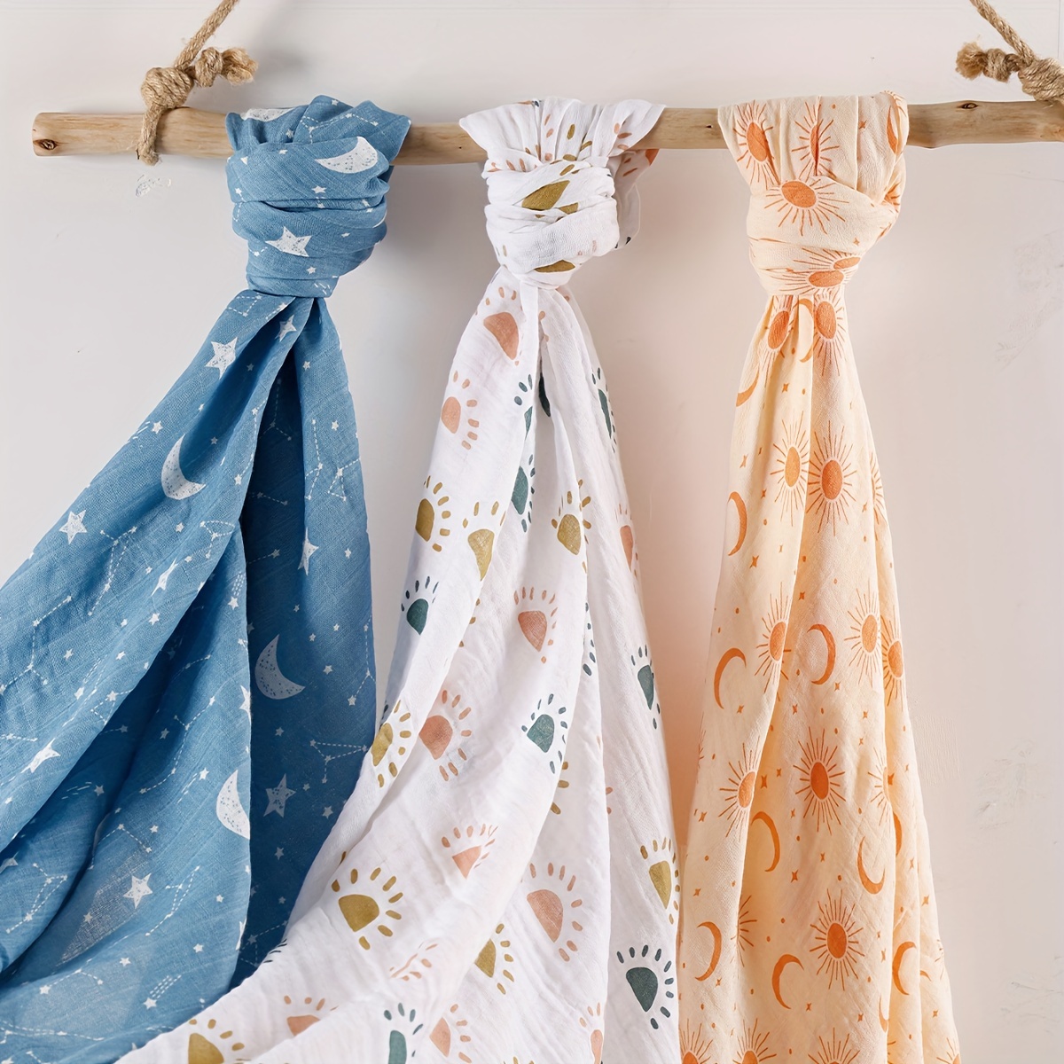 

3pcs Print Soft Cotton Blankets, For Home And Travel Use