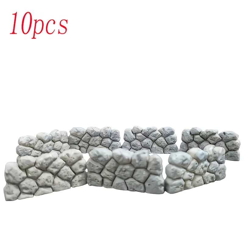 TEMU 10 piezas Mini Paredes de Piedra, Modelos de Simulación Miniatura Vallas de Bloques de Piedra, Accesorios de Fotografía - para Micro Paisajes /