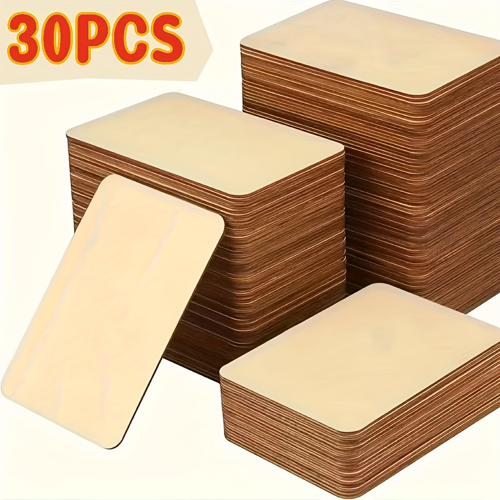 Image of 30pcs Wooden Blank Rectangular Wood Panels, Used For Graffiti Painting, Christmas, New Year And Other Holiday Decoration Tags, Handmade Gift Bookmarks, Etc., Suitable For Parties