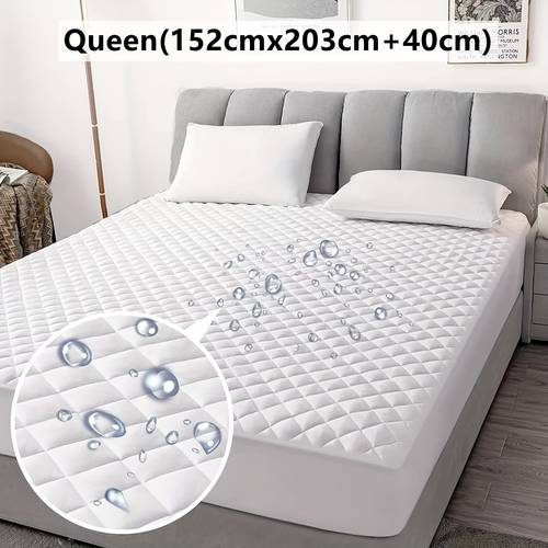 item picture 1pc 100 waterproof quilted mattress protector luxury waterproof mattress protector machine washable breathable protection for bedroom and