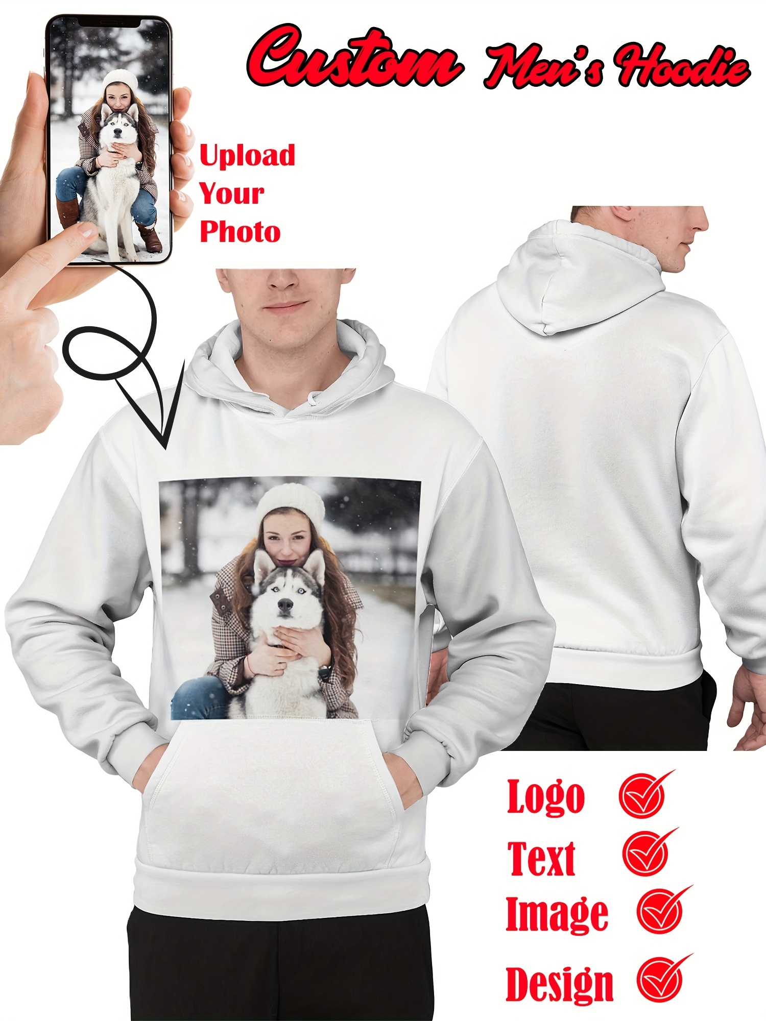 anpassbarer herren hoodie fotodruck personalisierter Temu