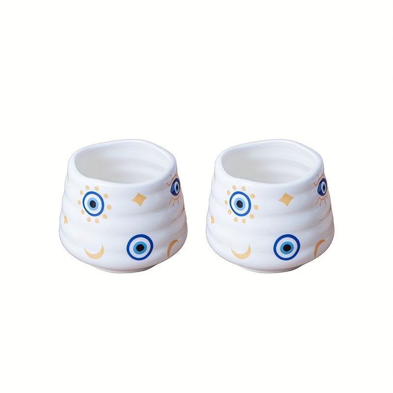 Image of 2pcs 160ml/5.4oz Ceramic Coffee Mugs With , No Handle Chinese Tea Cups Matcha Cups For Cappuccino, Tea, Coffee & Latte, Ceramic Drinkware For Daily Use And Gifts