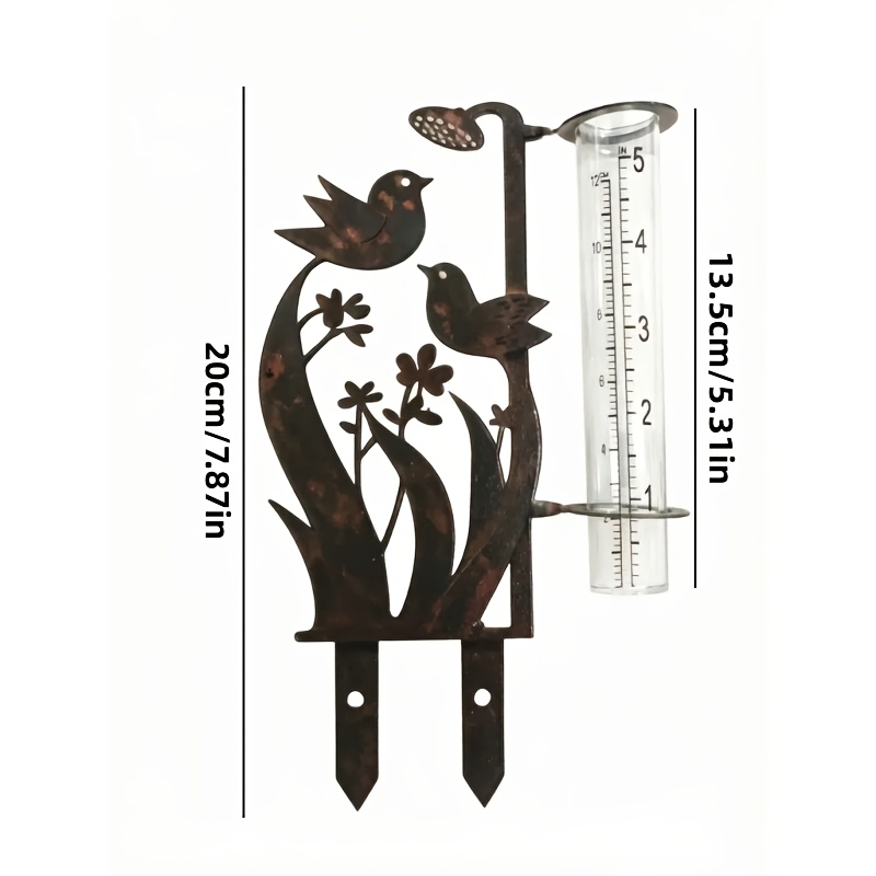 TEMU Pluéromètre d'extérieur à motif de , design rouille en fer forgé, pluéromètre à cadre métallique de grande , convient pour la décoration de