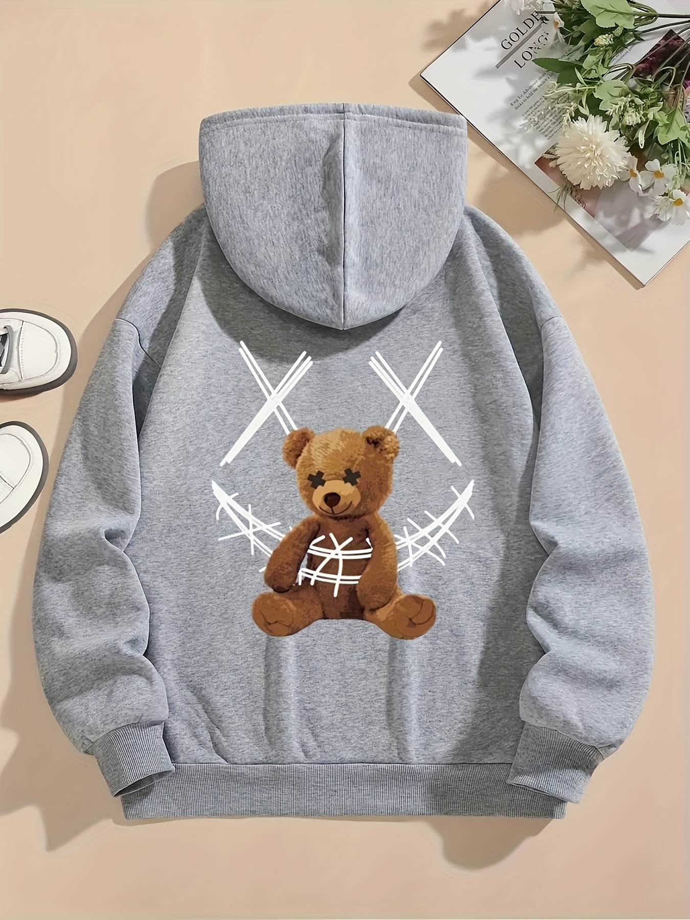 women's casual hooded sweatshirt cartoon teddy bear print Temu