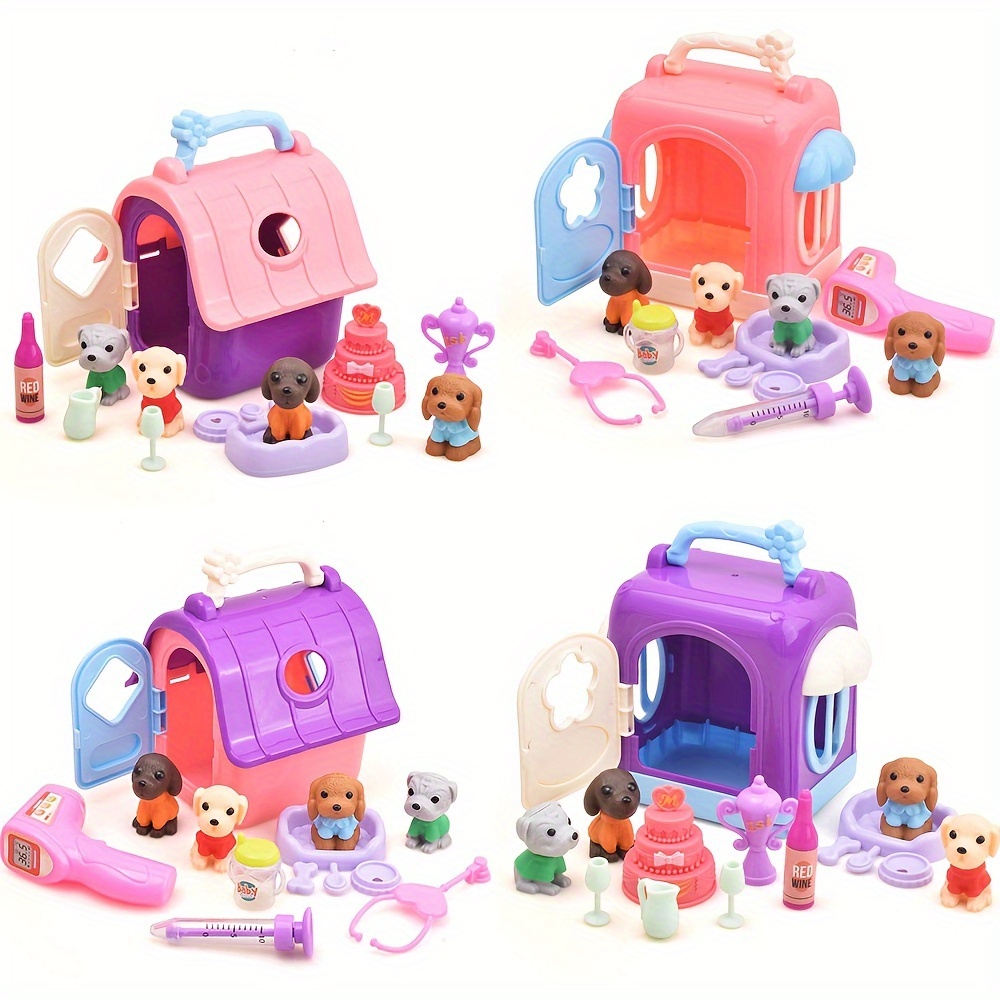 pet pretend play toys dog playset toys dog figures playset Temu