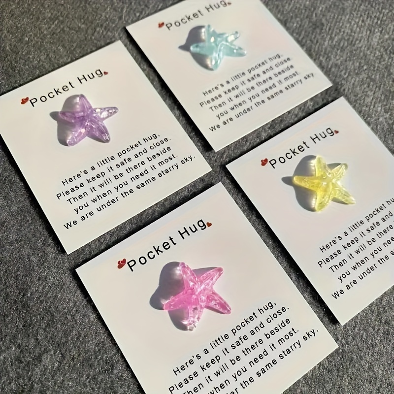 

40pcs Small Love Pocket Cuddle Card, Cute , Starfish 3d Greeting Card, Wedding Party Valentine's Day Gift, Hug Token, Gift Decoration, With Encouragement Card, Love Card