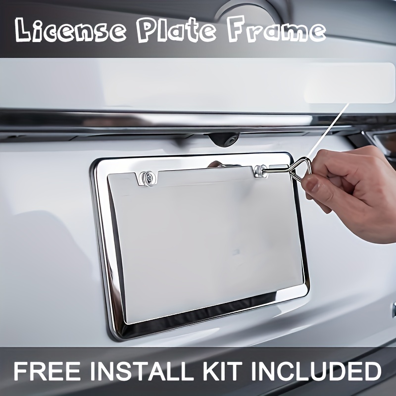 1pc polished   license plate holder chrome   fit   cars durable metal frame with secure mounting clips   design vehicle customization sleek car accessory   construction