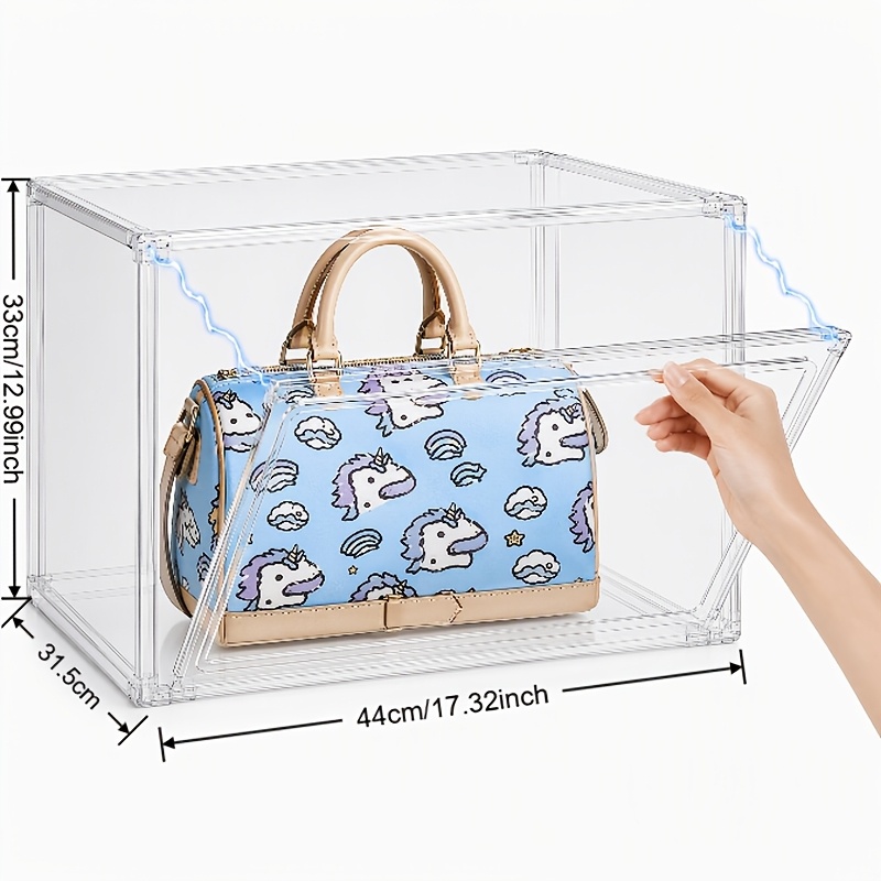 TEMU 1 Boîte de rangement multifonctionnelle, vitrine transparente anti-poussière, boîte de rangement empilable, convient pour le rangement ménager,