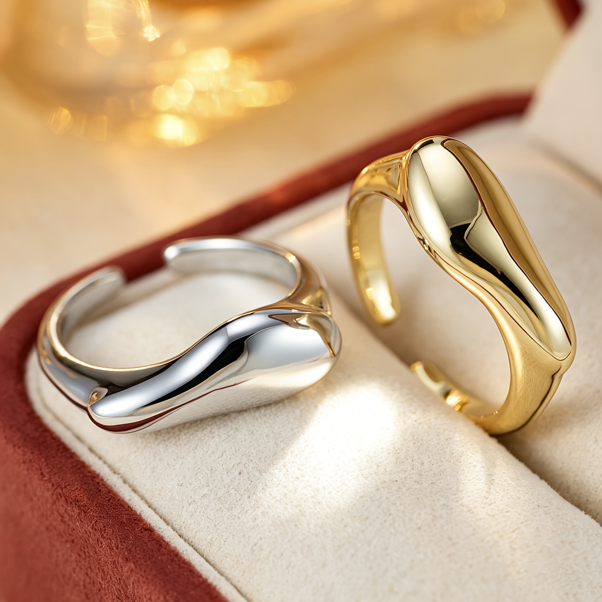 Unisex Bohemian Adjustable Copper Zirconia Inlaid Open Ring