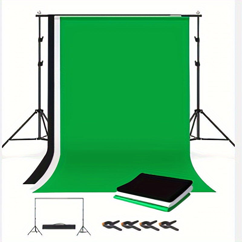 

Adjustable Iron Background Support Stand Kit With Green, Black, White Backdrops, 1pc 2x3m, Portable & Easy Set-up, Versatile For Live Streaming & Various Events, Includes 4 Plastic Clamps