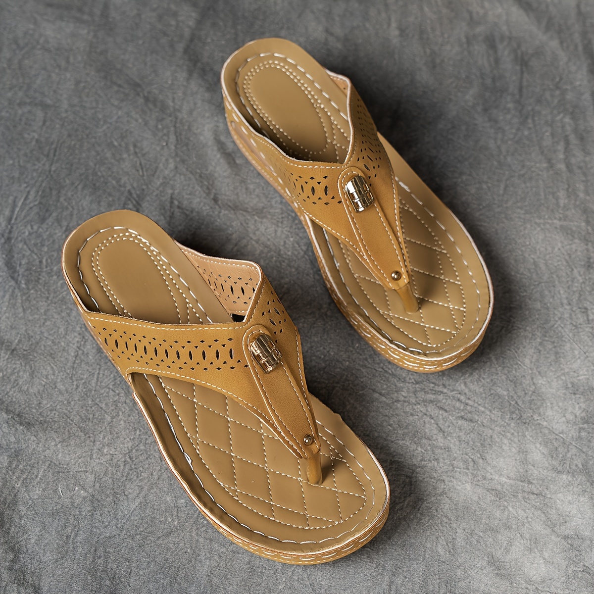 women s wedge flip flops solid color slip summer slide details 6