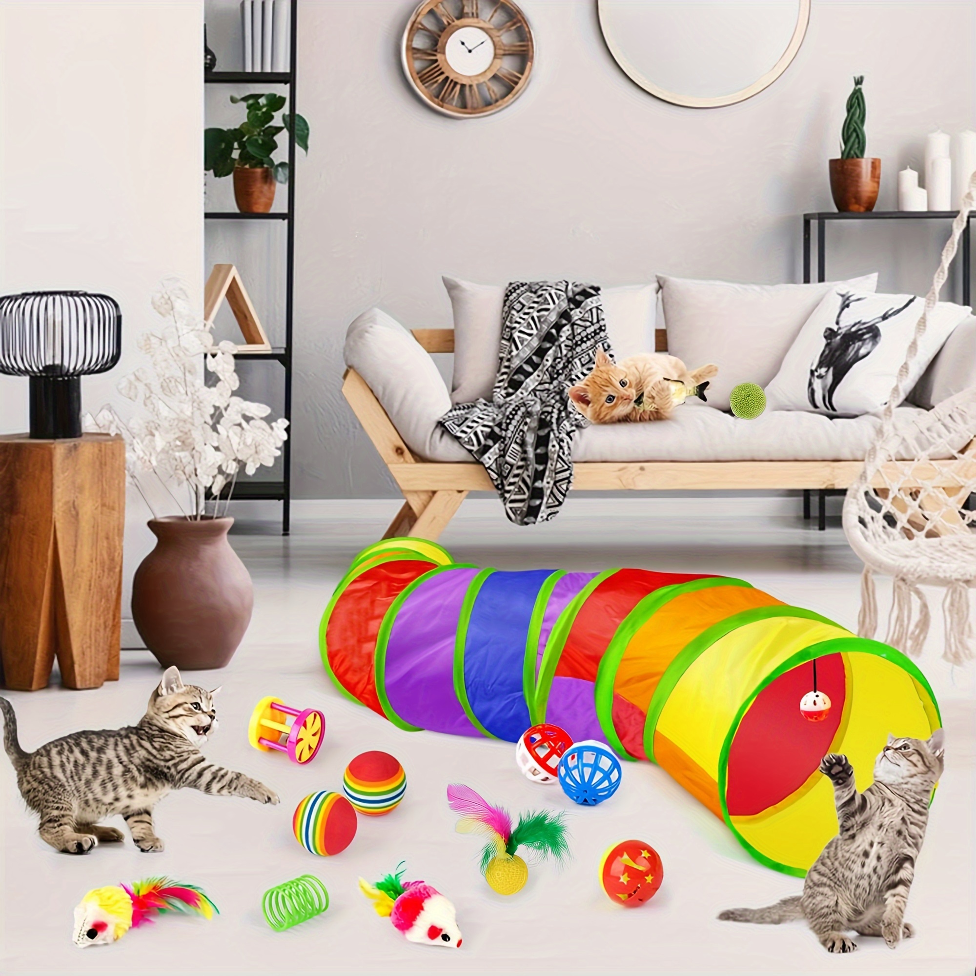 

20/22pcs Cat Set, Folding Cat Interactive Pet Toy Colourful , , Toy Kit