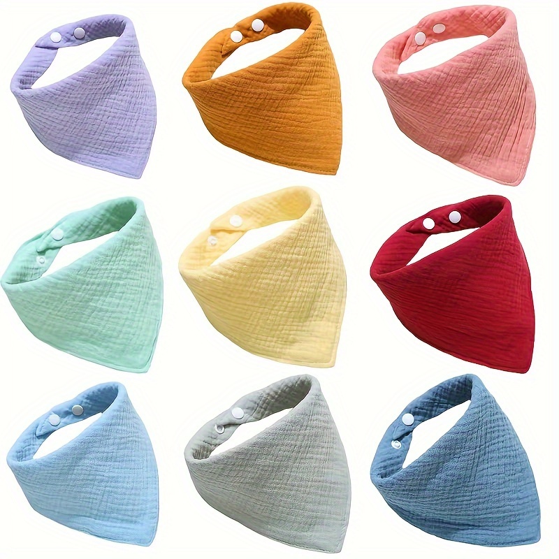 

6-piece Soft Cotton Gauze Baby Bibs - Absorbent, Snap Closure, Perfect For 0-3 Years - Ideal Holiday Gift For Kids