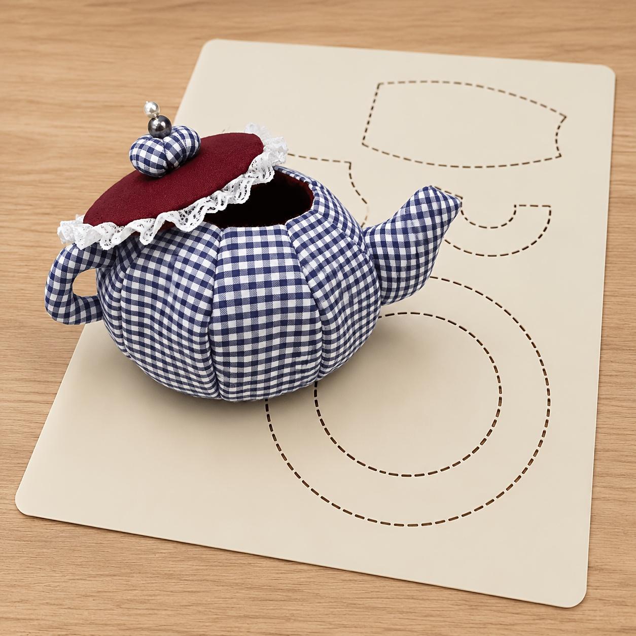 TEMU 1pc Teapot Sewing Template Pet Quilting Stencil, Handmade Fabric Cutting Ruler, Beginner Sewing Craft Accessory, Cute Teapot Shape Pattern