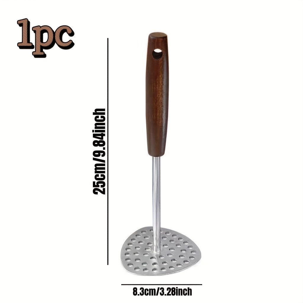 TEMU Sus304 Stainless Steel Potato Masher With Handle - Handheld, Multi-functional Food Crusher For Pumpkins, Sweet Potatoes, Potatoes, And More -