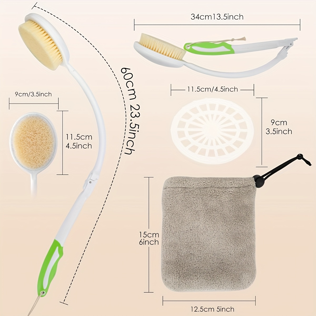 1pc back shower brush with long curved handle   back scrubber soft bath brush for back   reach areas elderly   women bath or shower use lightweight manual shower brush back scrubber for shower userfriendly design durable scrubbing pad Product details 2