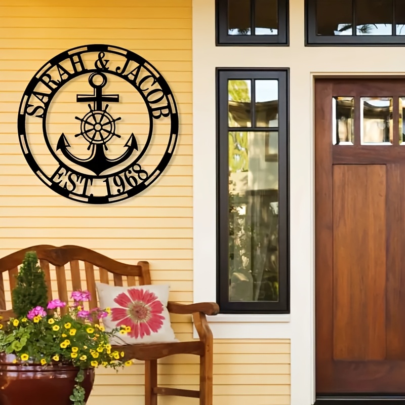 Custom Nautical Compass & Anchor Metal Wall Art - Personalize & Date, Weatherproof Outdoor/indoor Decor, Decor Boat Enthusiasts