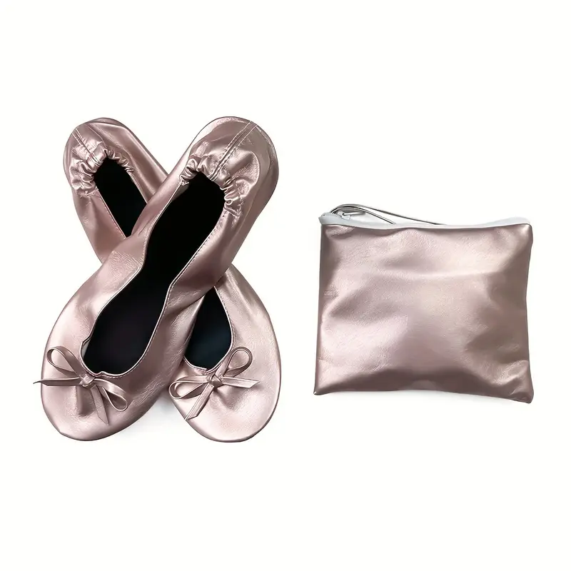 Womens Foldable Bowknot Round Toe Soft Sole