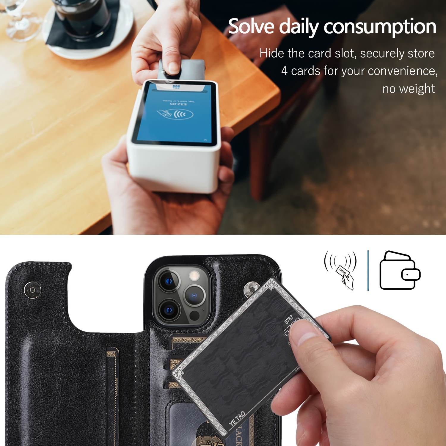 for iPhone 16e 16 15 14 Plus 13 12 11 Pro Max SE 2022 7 8 Plus X XR XS Max Wallet Case With Card Holder, Kickstand Card Slots Case, Double Magnetic Clasp and Durable Cover