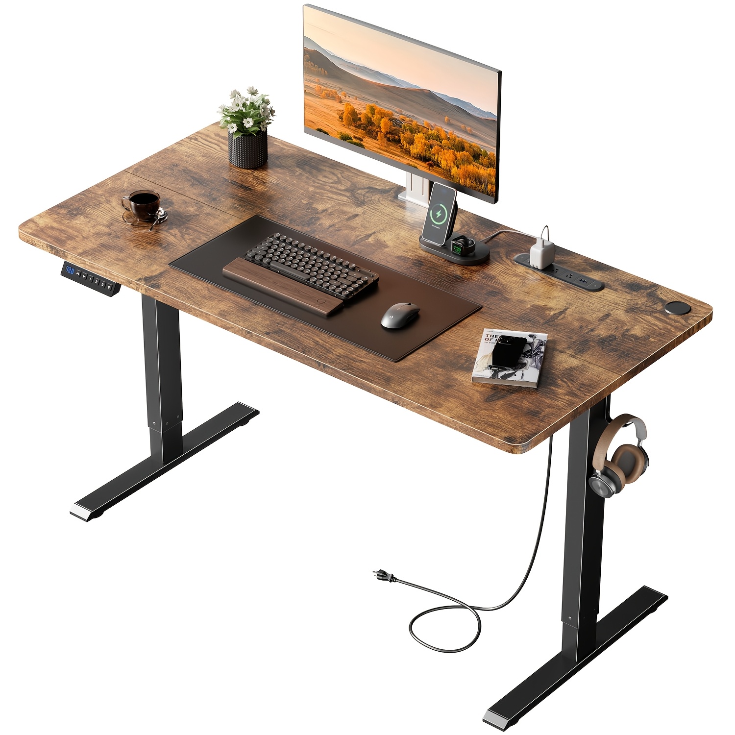 adjustable standing desk with desktop socket and usb port ergonomic electric sit stand computer desk height adjustable office study bedroom   Product details 8