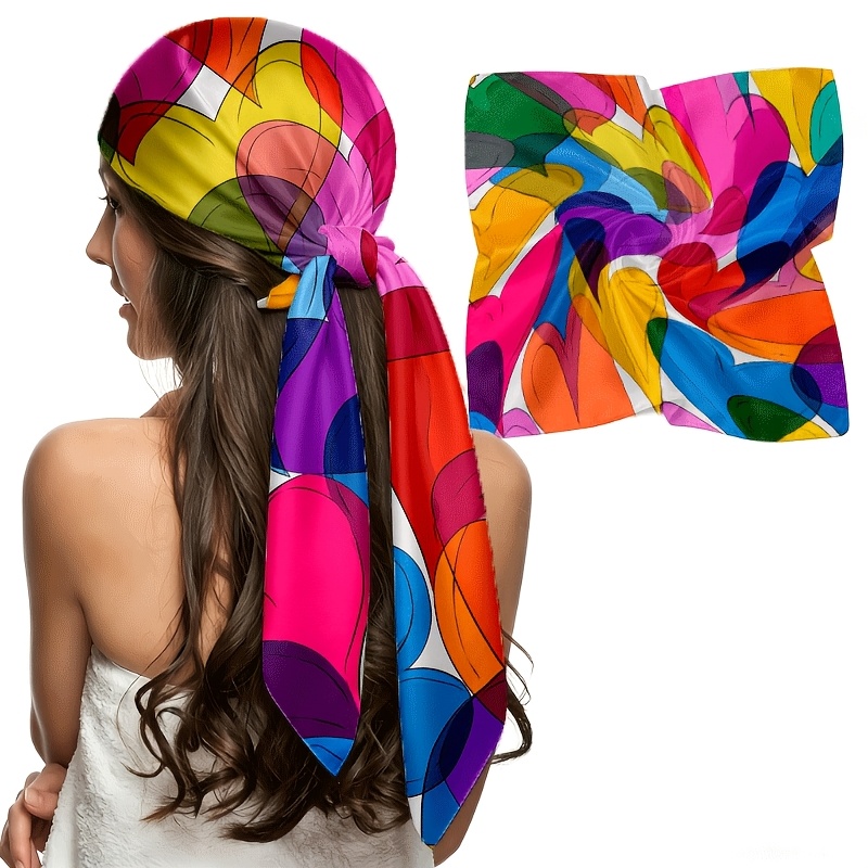 TEMU 1pc Outdoor Multifunctional Headscarf Geometric Lines Polka Dot Contrast Headband, Outdoor Sports/casual Wear/casual Gathering, Beach/music