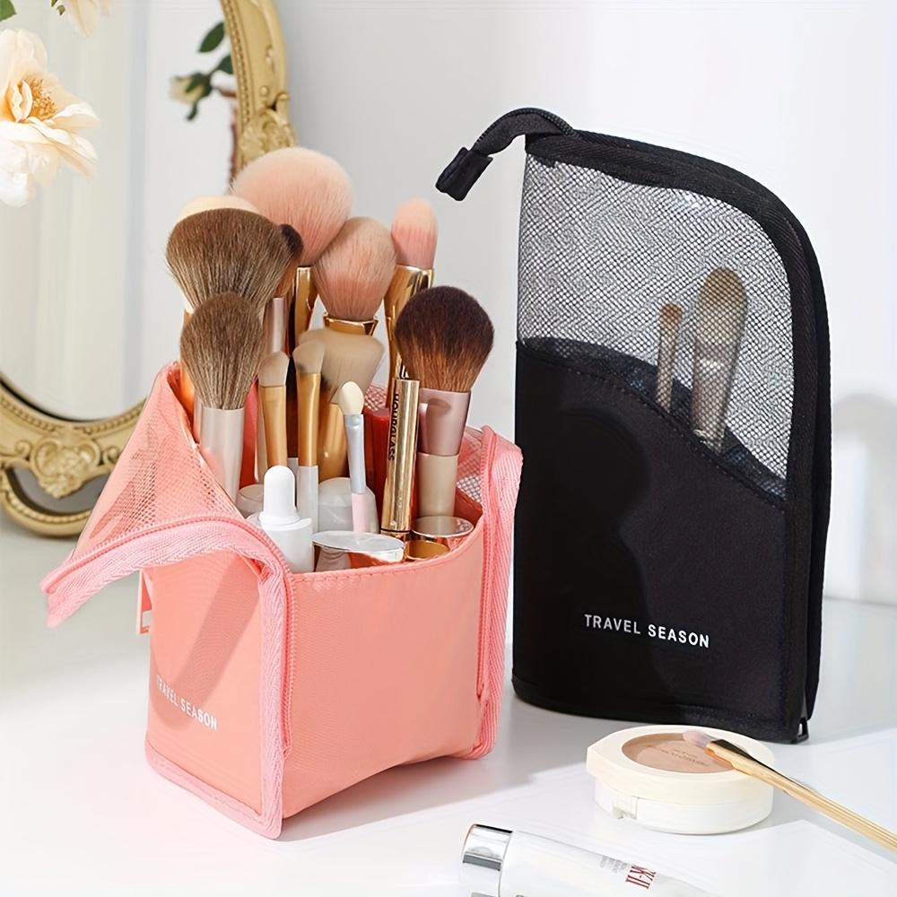 makeup brush bag travel makeup case with zipper closure portable cosmetic pouch for women eyebrow pencil large capacity storage bag details 0