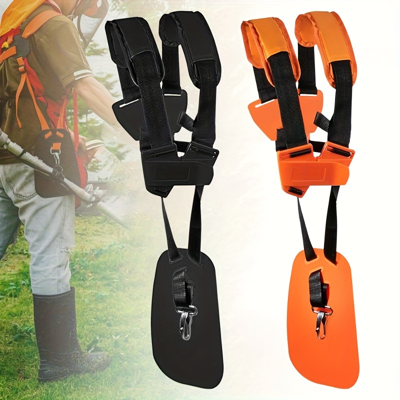 

Adjustable Trimmer Harness With Padded Shoulder Straps - Comfort Fit For Brush Cutters & Lawn Mowers, Durable Nylon & Plastic, Orange/black Grass Trimmer Accessories