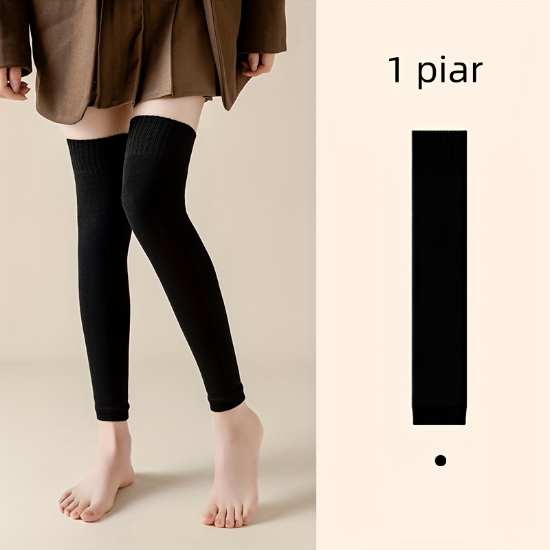 TEMU 1 Pair Women's Over-the-knee Thickened Knee-high Leg Warmers - Thermal, Soft Comfortable Thickened Sole & Leg For Cold Weather, Yoga, Office,