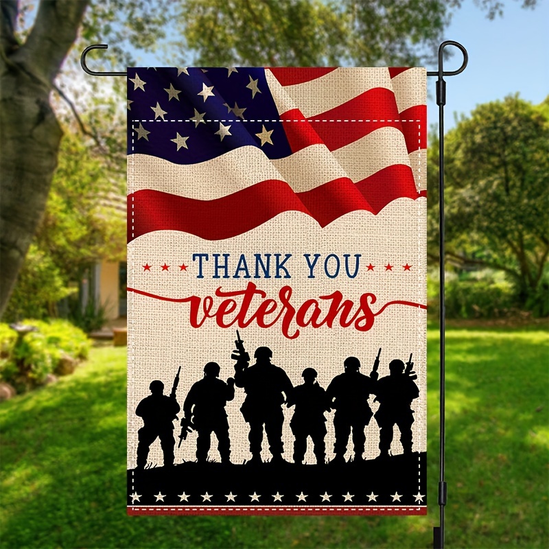 Bandiera Da Giardino Veterani Esercito Americano 12x18 – Doppia Faccia In Tela Resistente