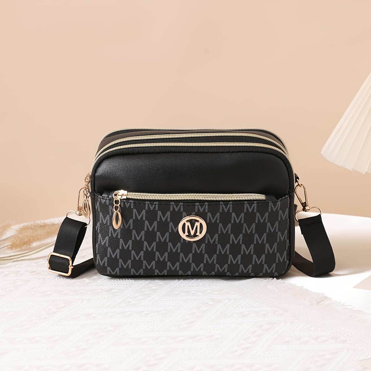 TEMU Borsa da donna con scomparti con cerniera, organizer per telefono, portafoglio, chiavi, cosmetici, facile , spallacci larghi per sulla spalla,
