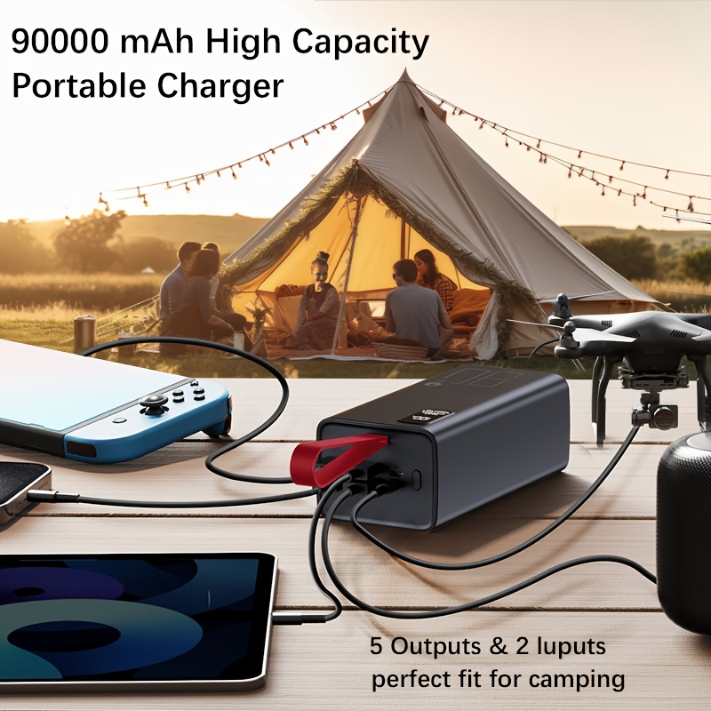 

90000mah High Capacity Power Bank, 30w Pd & Qc 3.0 Fast Charging Portable Charger With Usb C, 5 2 Battery Pack With Led Display For Iphone Samsung Ipad Outdoor Camping Travel