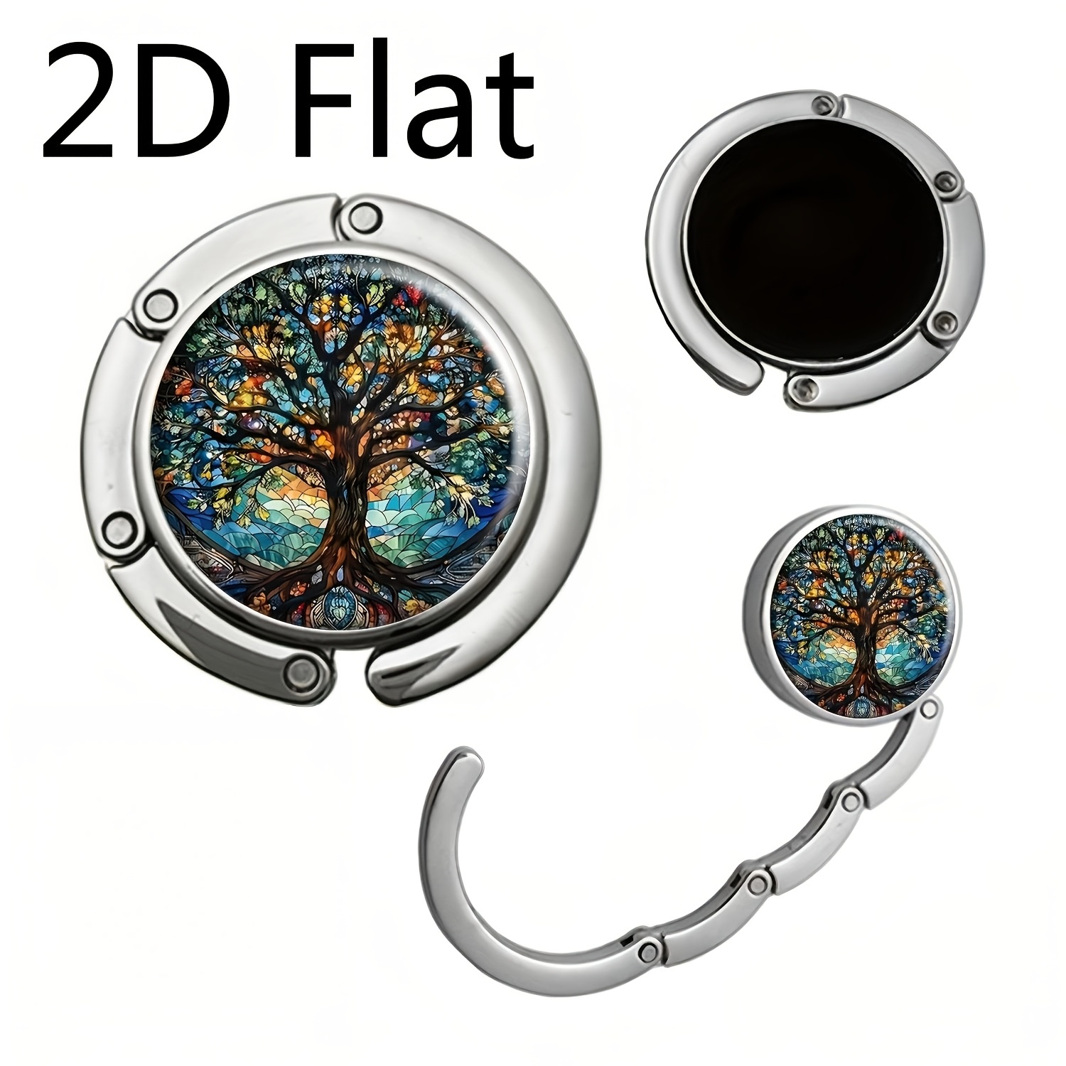 E-shop 2D Flat - Faltbarer Handtaschenhalter für Tische, ideal zum Aufbewahren von Geldbörsen auf Reisen. Ein einzigartiges Geschenk mit dem Baum des