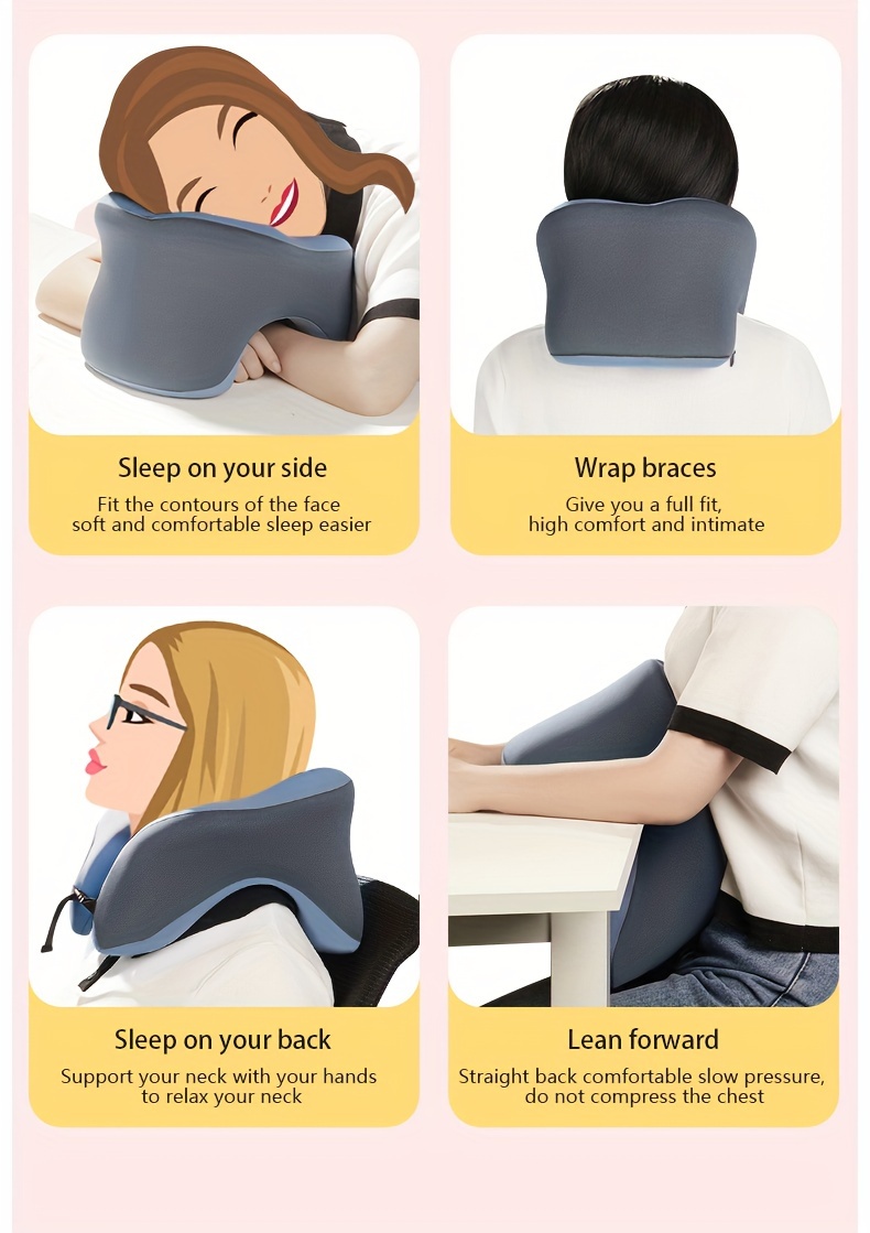 1pc nap sleeping pillow travel pillow camping pillow neck cervical pillow u shaped pillow headrest pillow for airplane car office home neck bolster support pillow face   pillow memory foam core details 14